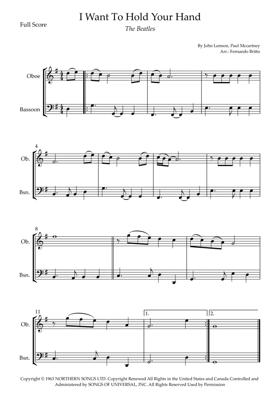 I Want To Hold Your Hand (arr. Fernando Britto)