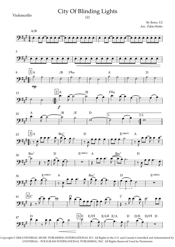 City Of Blinding Lights (arr. Fabio Britto)