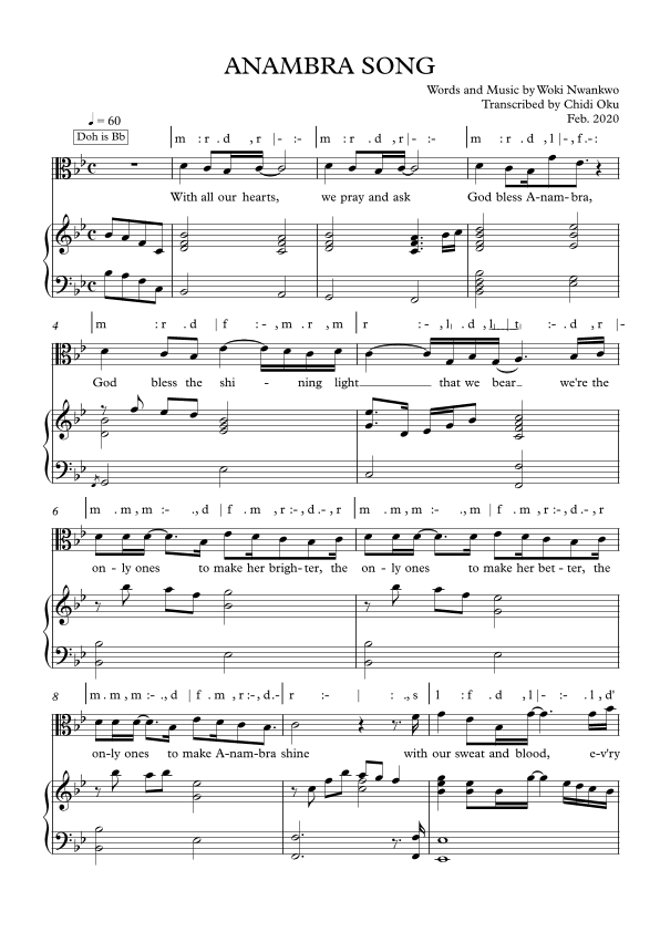 ANAMBRA SONG (arr. Chidiebere Oku)