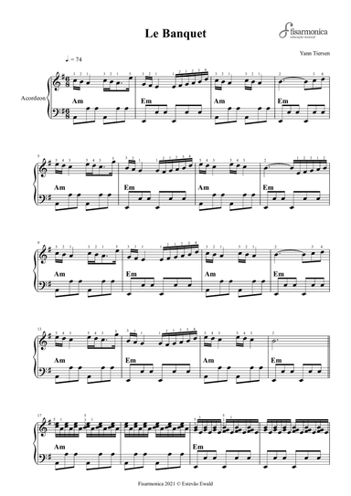 Le Banquet - Yann Tiersen | Partitura para Acordeon (arr. Estevao Ewald)