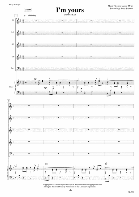 I'm Yours (arr. Jetse Bremer)