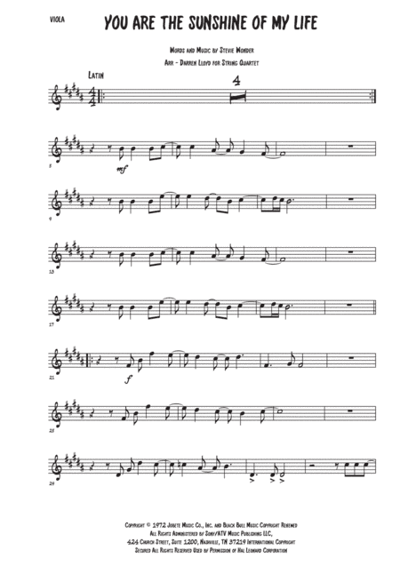 You Are The Sunshine Of My Life (arr. Darren Lloyd)