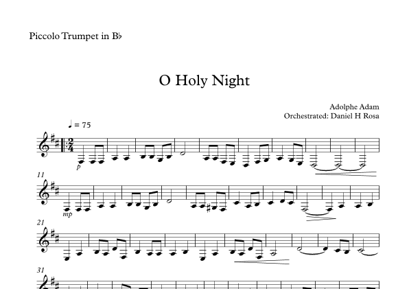 O Holy NIght - Christmas Carol - Piccolo Trumpet (arr. Daniel H Rosa)