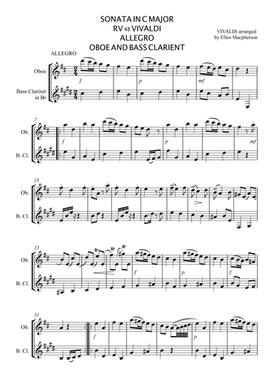Oboe and Bass Clarinet Duet - Vivaldi Allegro RV 48 (arr. Ellen Macpherson)