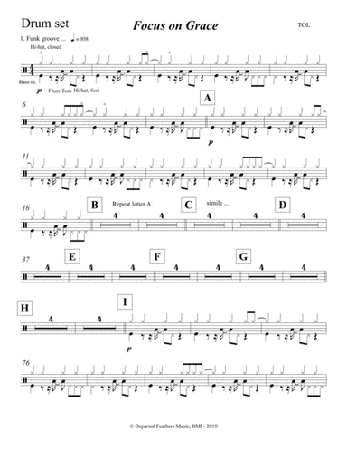 Focus on Grace ... A concerto for jazz saxophone and orchestra (2010) Drum set part