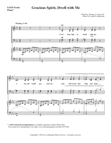 Gracious Spirit, Dwell with Me--SATB/Piano
