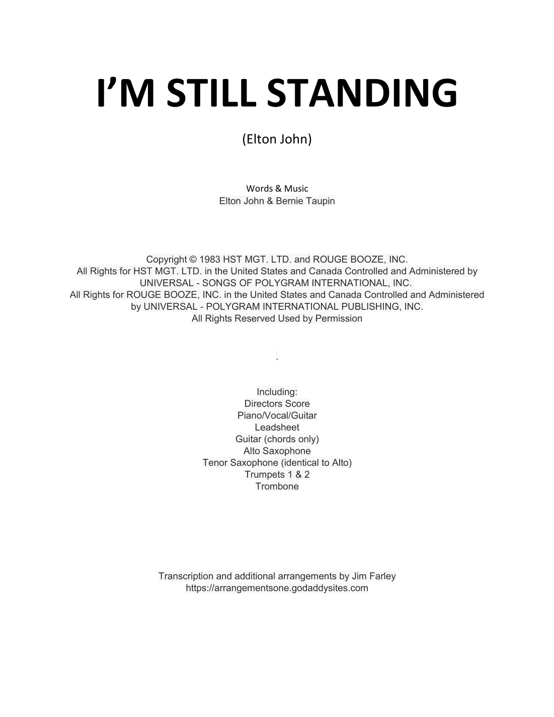 I'm Still Standing (arr. Jim Farley)