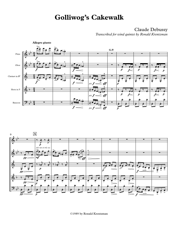 Golliwog's Cakewalk (arr. Ronald M Krentzman)