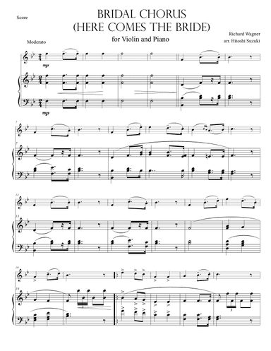 Bridal Chorus (Here Comes the Bride) for Violin & Piano Duo (arr. Hitoshi Suzuki)