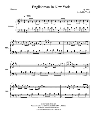 Englishman In New York (arr. Vegso Zoltan)