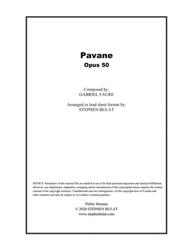 Pavane (Faure) - Lead sheet (key of Cm) (arr. Stephen Bulat)