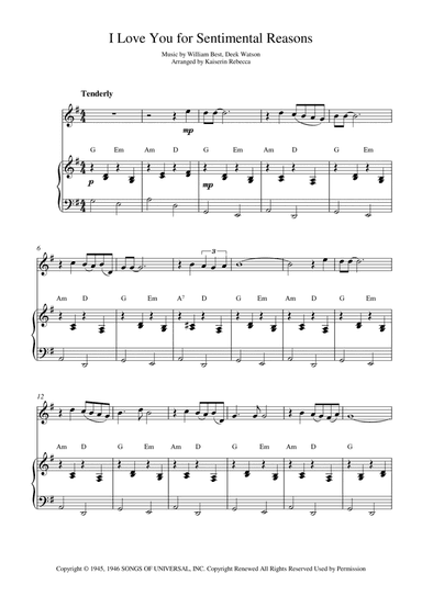 (i Love You) For Sentimental Reasons (arr. Kaiserin Rebecca)