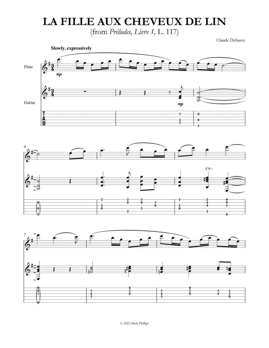 La fille aux cheveux de lin (The Girl with the Flaxen Hair) (arr. Mark Phillips)