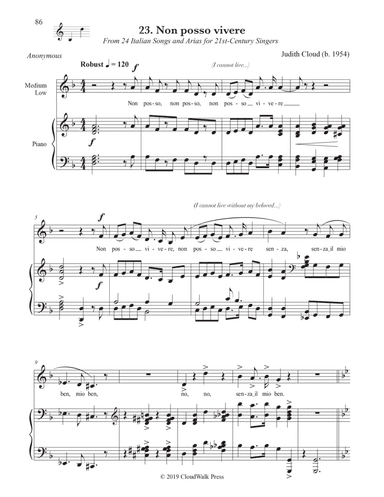 24 Italian Songs and Arias for 21st-Century Singers, No. 23 Non posso vivere