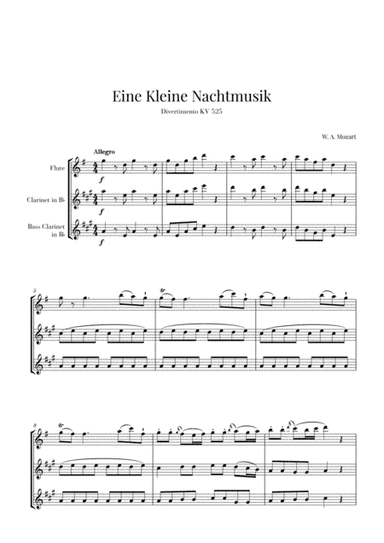 Eine Kleine Nachtmusik for Flute, Clarinet and Bass Clarinet (arr. Cadenza Editions)