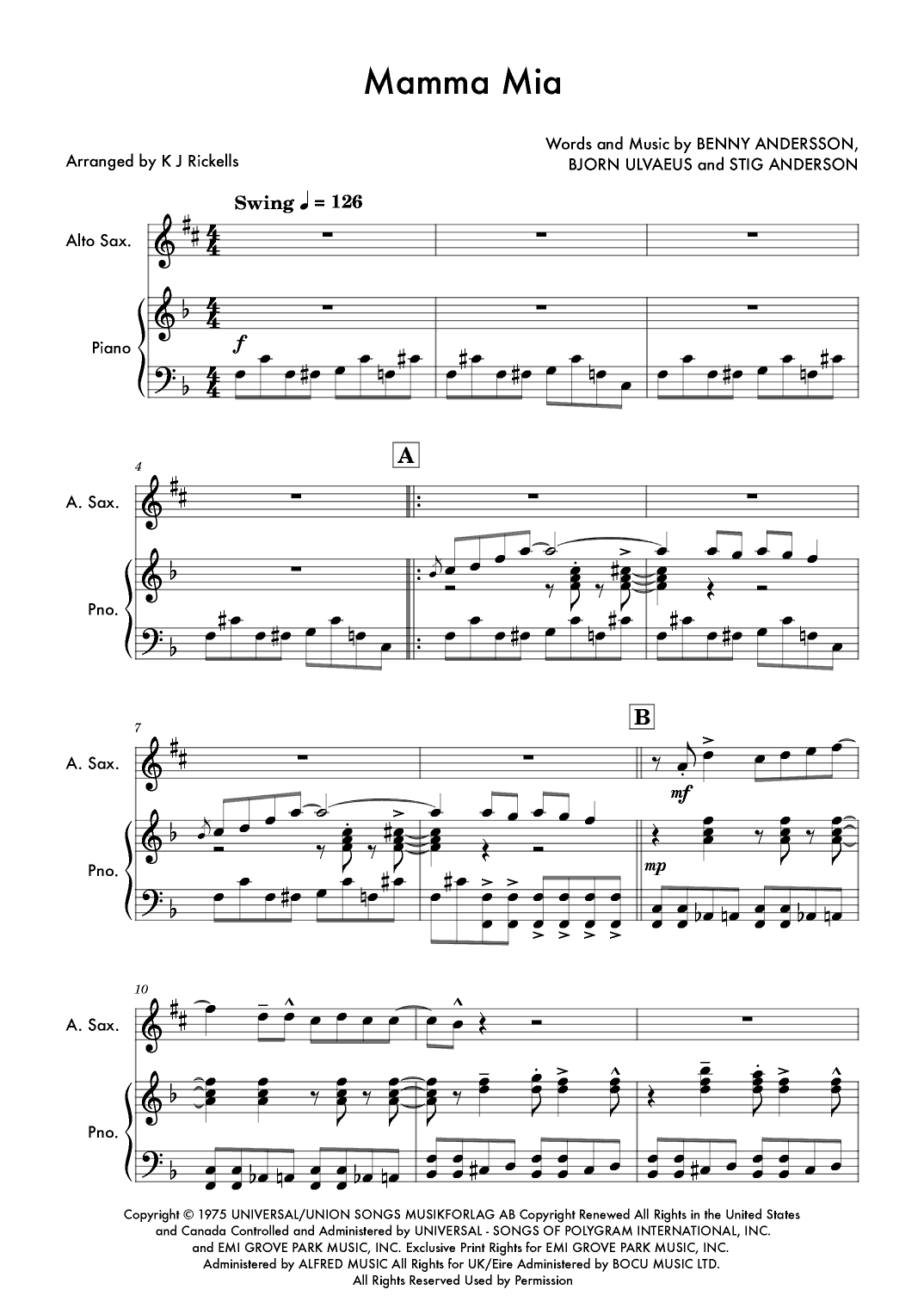 Mamma Mia (arr. K J Rickells)