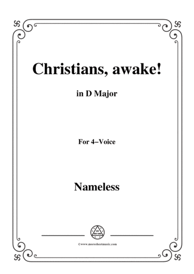 Nameless-Christmas Carol,Christians,awake,in D Major,for 4 Voice (arr. MSM)