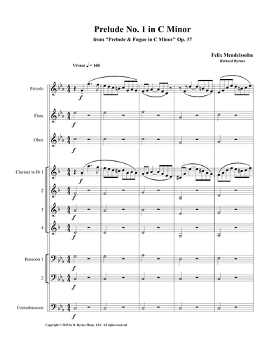 Mendelssohn - Prelude in C Minor, Op. 37 (Woodwind Choir) (arr. Richard Byrnes)