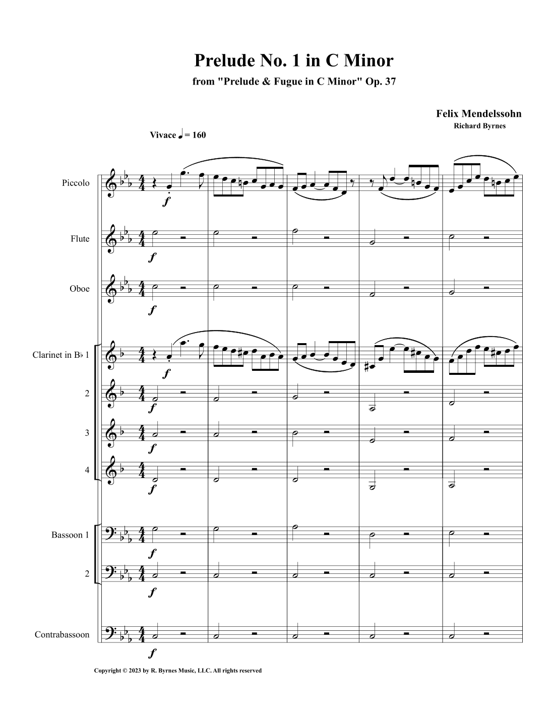 Mendelssohn - Prelude in C Minor, Op. 37 (Woodwind Choir) (arr. Richard Byrnes)