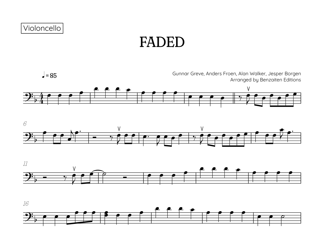 Faded (arr. Benzaiten Editions)