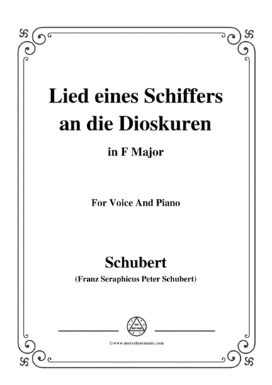 Schubert-Lied eines Schiffers an die Dioskuren,in F Major,Op.65 No.1,for Voice and Piano (arr. MSM)