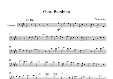 Gesu Bambino (The Infant Jesus) - Pietro A. Yon (Bassoon) (arr. Digital Book Music)