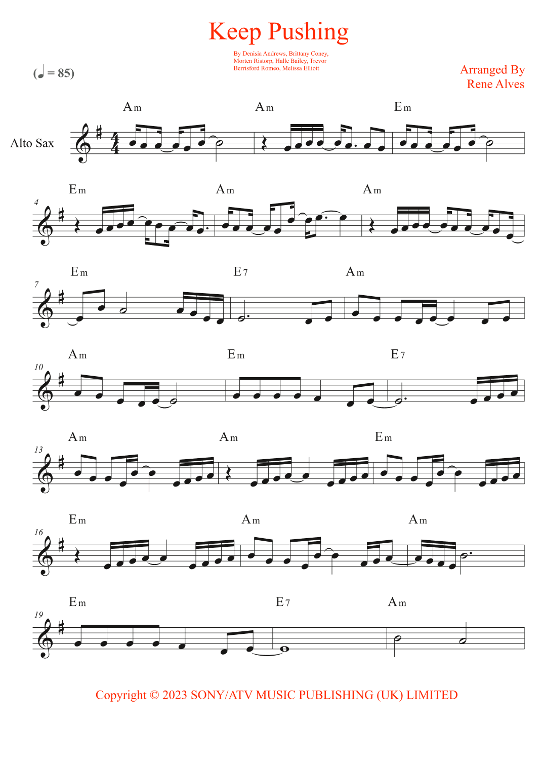 Keep Pushing (arr. Rene Alves)