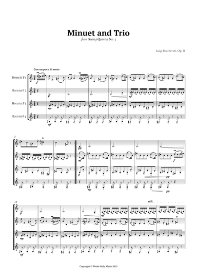 Minuet by Boccherini for French Horn Quartet (arr. Ander)