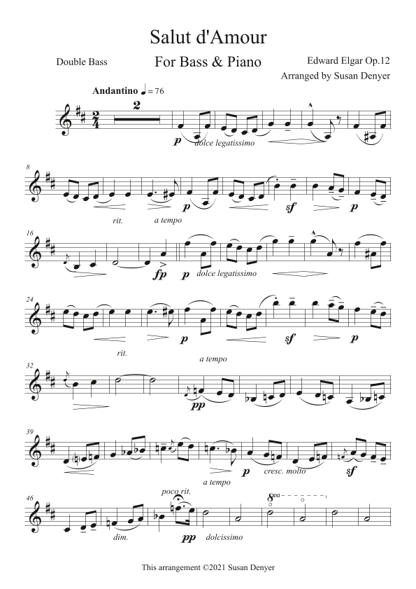Salut d'Amour for Double Bass & Chamber Orchestra (Solo Strings) (arr. Trevor Denyer)