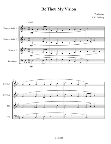 Be Thou My Vision (Brass Quartet) (arr. B. C. Dockery)
