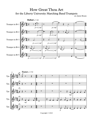 How Great Thou Art for Five Trumpets (arr. Jamie Bream)