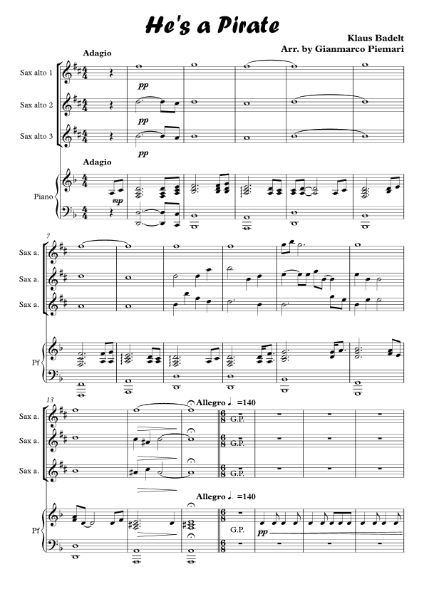 He's A Pirate (arr. Gianmarco Piemari)