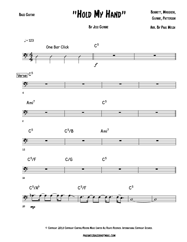 Hold My Hand (arr. P Welsh)
