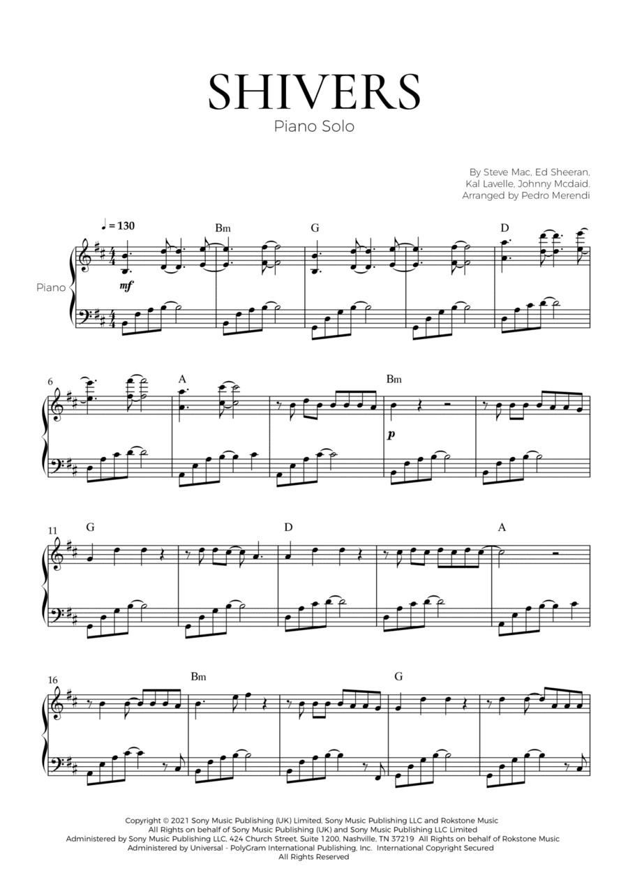 Shivers (arr. Pedro Merendi)