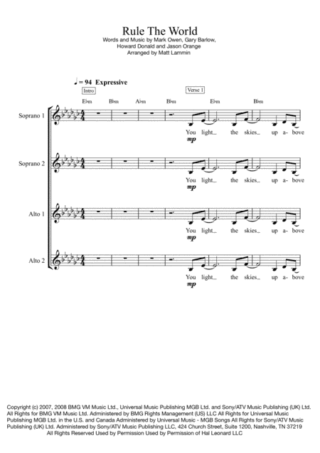 Rule The World (arr. Matt Lammin)