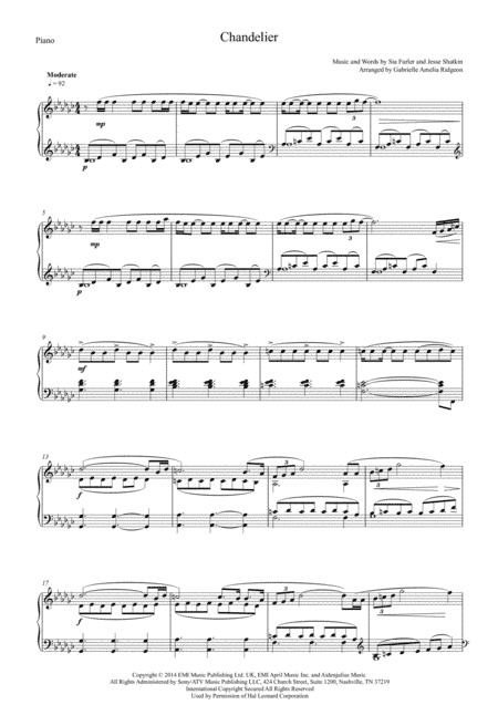 Chandelier (arr. Gabrielle Amelia Ridgeon)