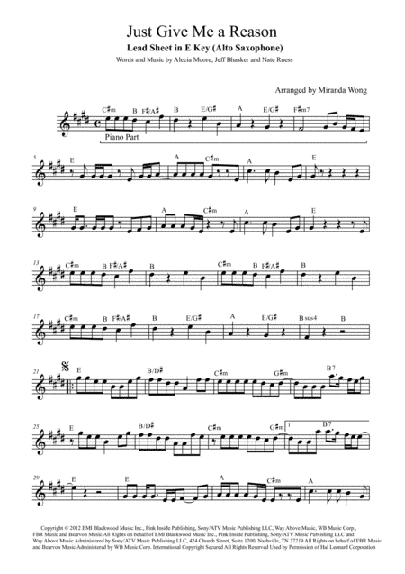 Just Give Me A Reason (arr. Miranda Wong)