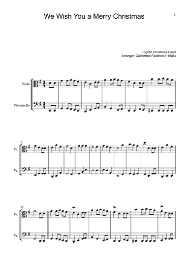 English Christmas Carol - We Wish You a Merry Christmas. For Viola and Violoncello. (arr. Guilherme Facchetti)
