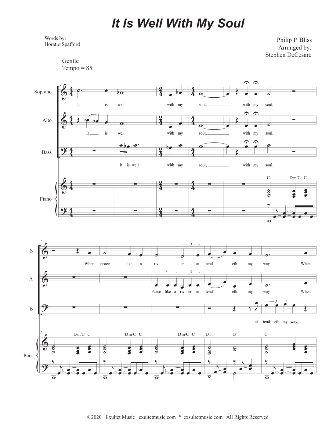 It Is Well With My Soul (Vocal Trio - (SAB) (arr. Stephen DeCesare)
