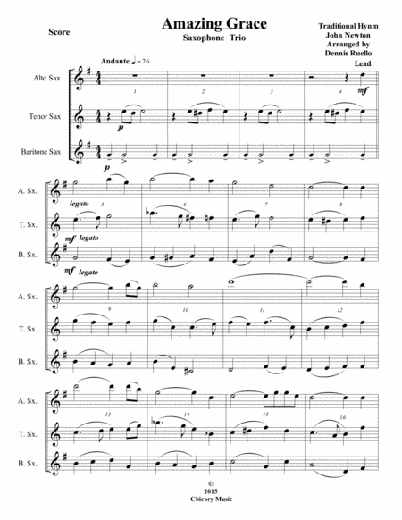 Amazing Grace - Saxophone Trio (ATB) - Jazz Funeral Style (arr. Dennis Ruello)