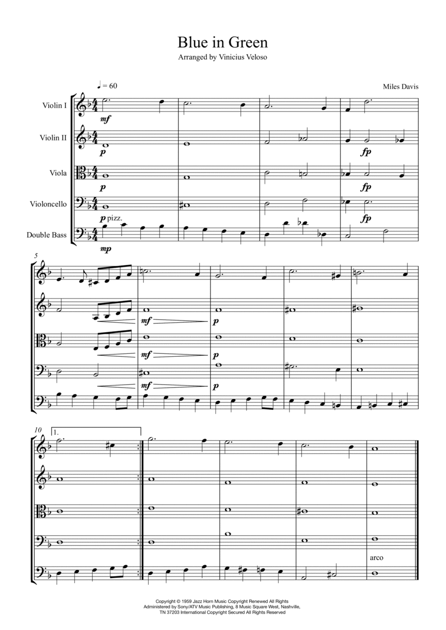 Blue In Green (arr. Arranged by Vinicius Veloso)
