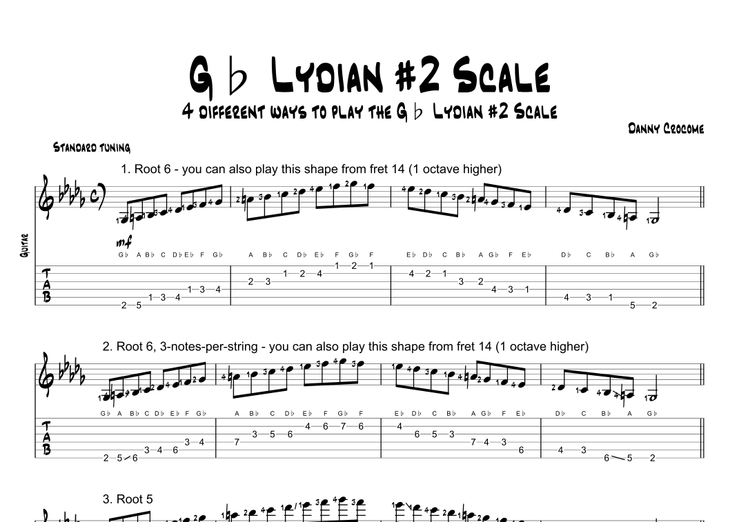 Gb Lydian #2 Scale (4 Ways to Play)