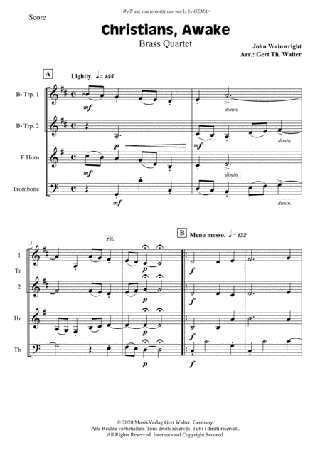 Christians, Awake, Salute The Happy Morn (arr. Gert Th. Walter)