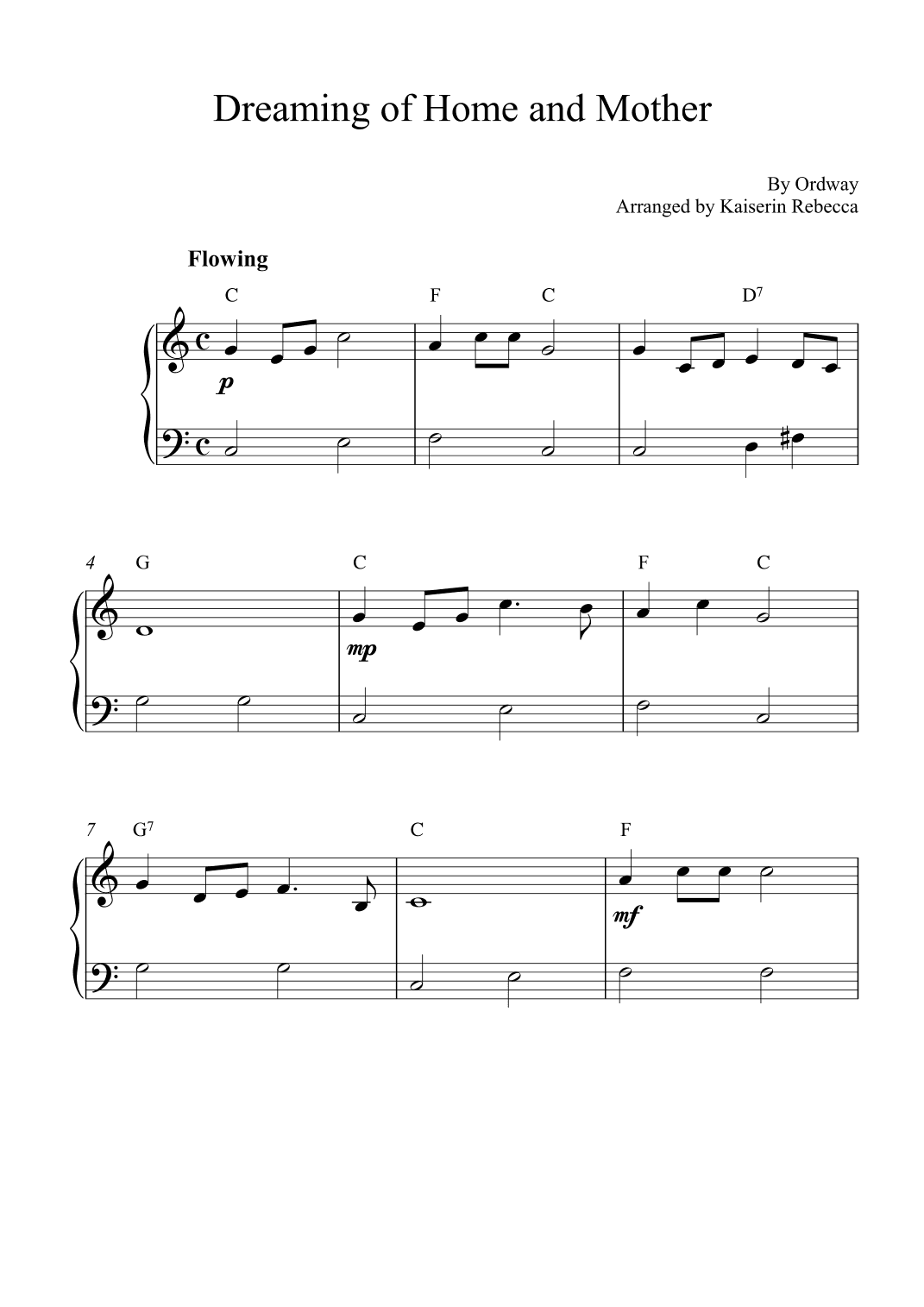 Dreaming of Home and Mother (arr. Kaiserin Rebecca)
