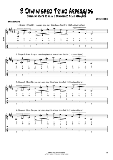 B Diminished Triad Arpeggios (5 Ways to Play)
