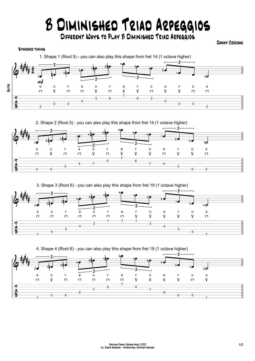 B Diminished Triad Arpeggios (5 Ways to Play)