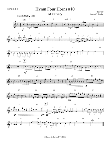 AT CALVARY (Horn Qjuartet #10) (arr. James K. Taylor)