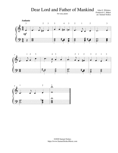 Dear Lord and Father of Mankind - for easy piano (arr. Samuel Stokes)