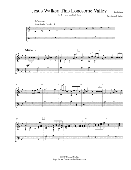 Jesus Walked This Lonesome Valley - for 2-octave handbell choir (arr. Samuel Stokes)