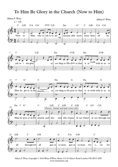To Him be glory in the Church (Now to Him)